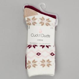 Womens Cuddl Duds 2pk Fair Isle Boot Crew Socks
