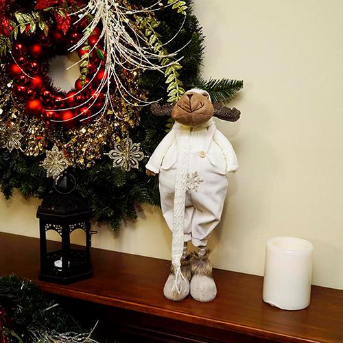 Northlight Seasonal 26in White and Brown Standing Boy Moose