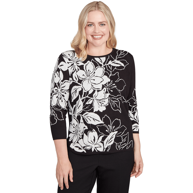 Womens Alfred Dunner Business As Usual Floral Jacquard Sweater