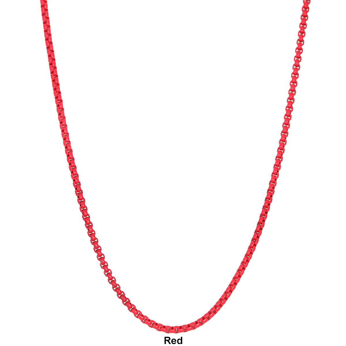 Mens Lynx Stainless Steel Acrylic Coated Box Chain Necklace