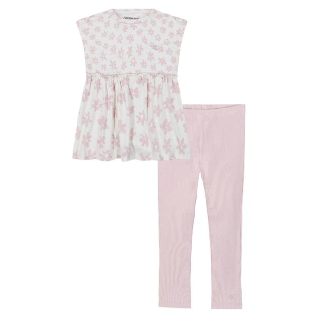 Girls (4-6x) Calvin Klein 2pc. Floral Peplum Top & Leggings Set