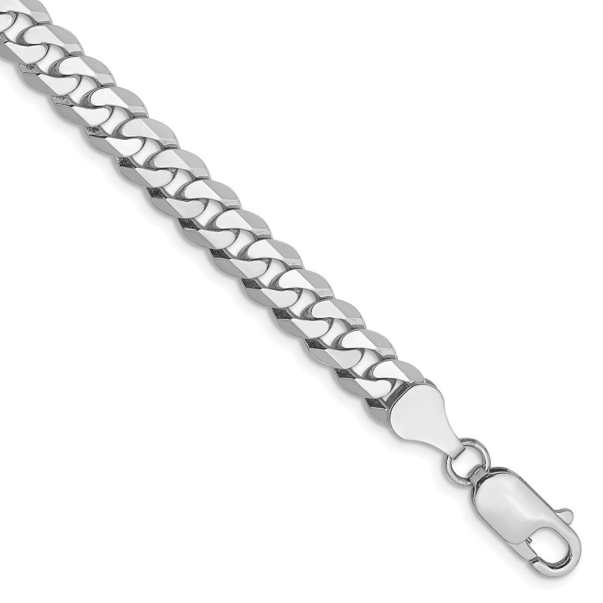 Gold Classics(tm) 6.25mm. White Gold Beveled Curb Bracelet