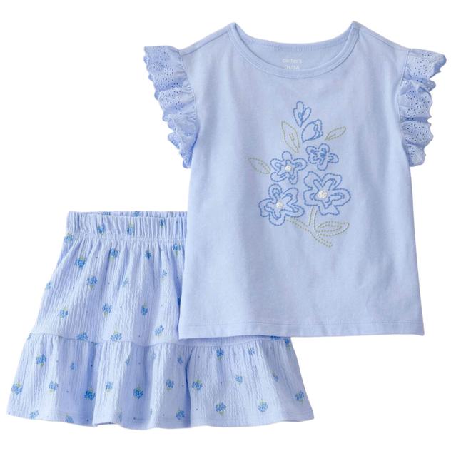 Toddler Girl Carter's® Floral Embroidery Skirt Set