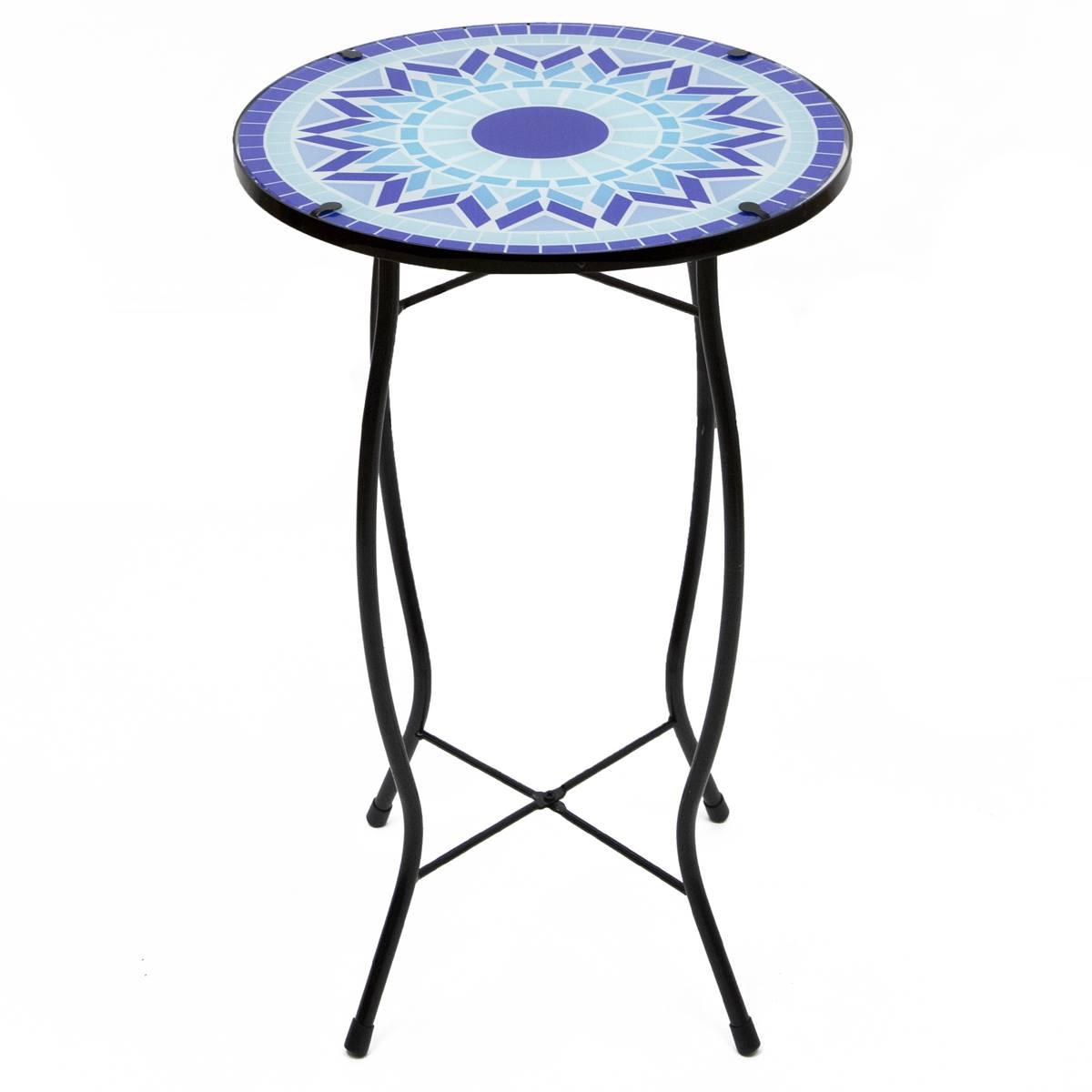 Northlight Seasonal 19in. Blue Sun Mosaic Patio Side Table