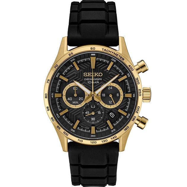 Mens Seiko Essentials Quartz Chronograph Silicone Band Watch