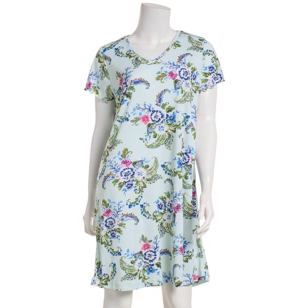 Plus Size Karen Neuburger Lettuce Edge Floral Paisley Nightshirt