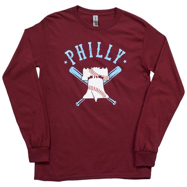 Mens Tailgate Philadelphia Baseball Slugger Long Sleeve Tee