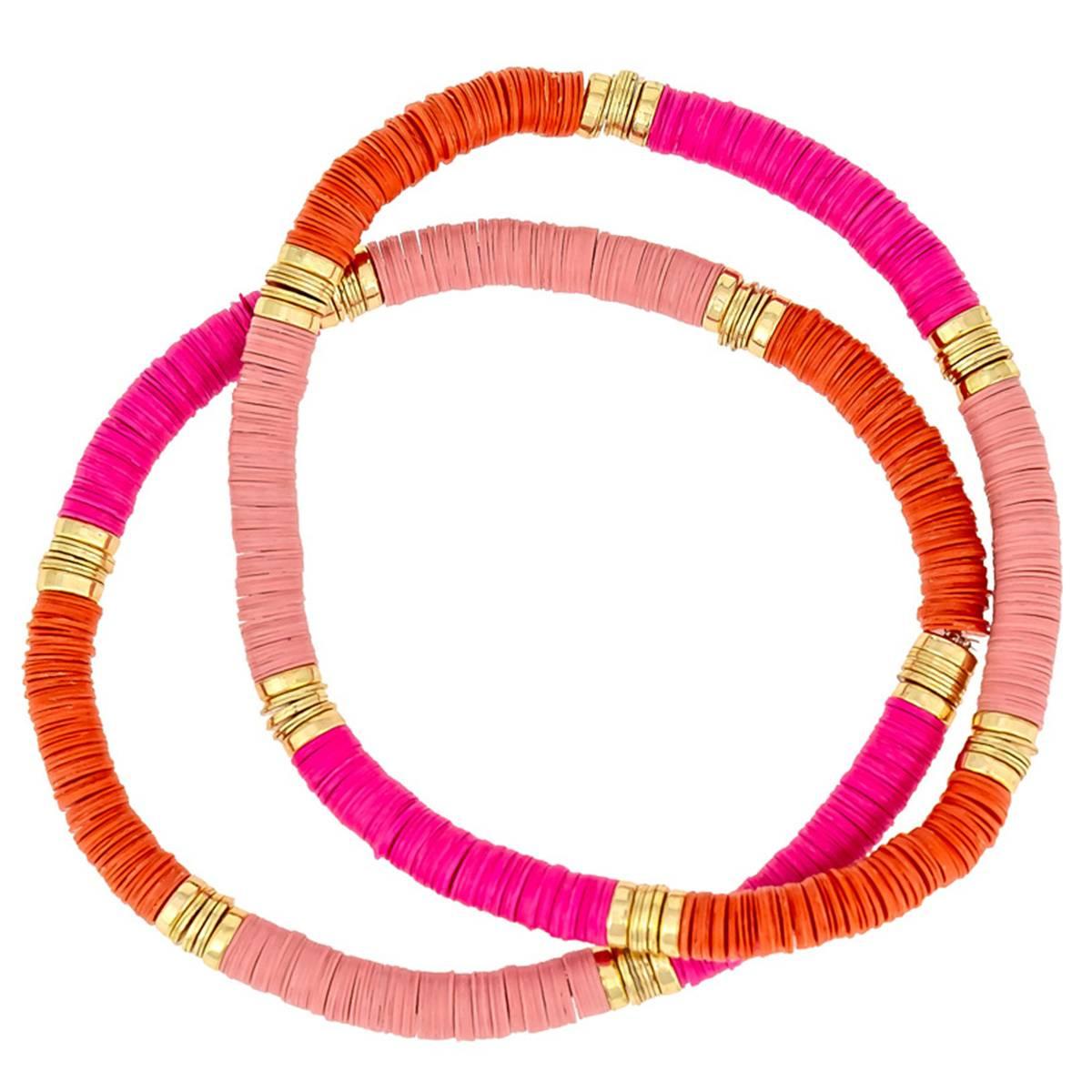 Ashley Cooper(tm) Pink Multi Color Block 2 Row Stretch Bracelet
