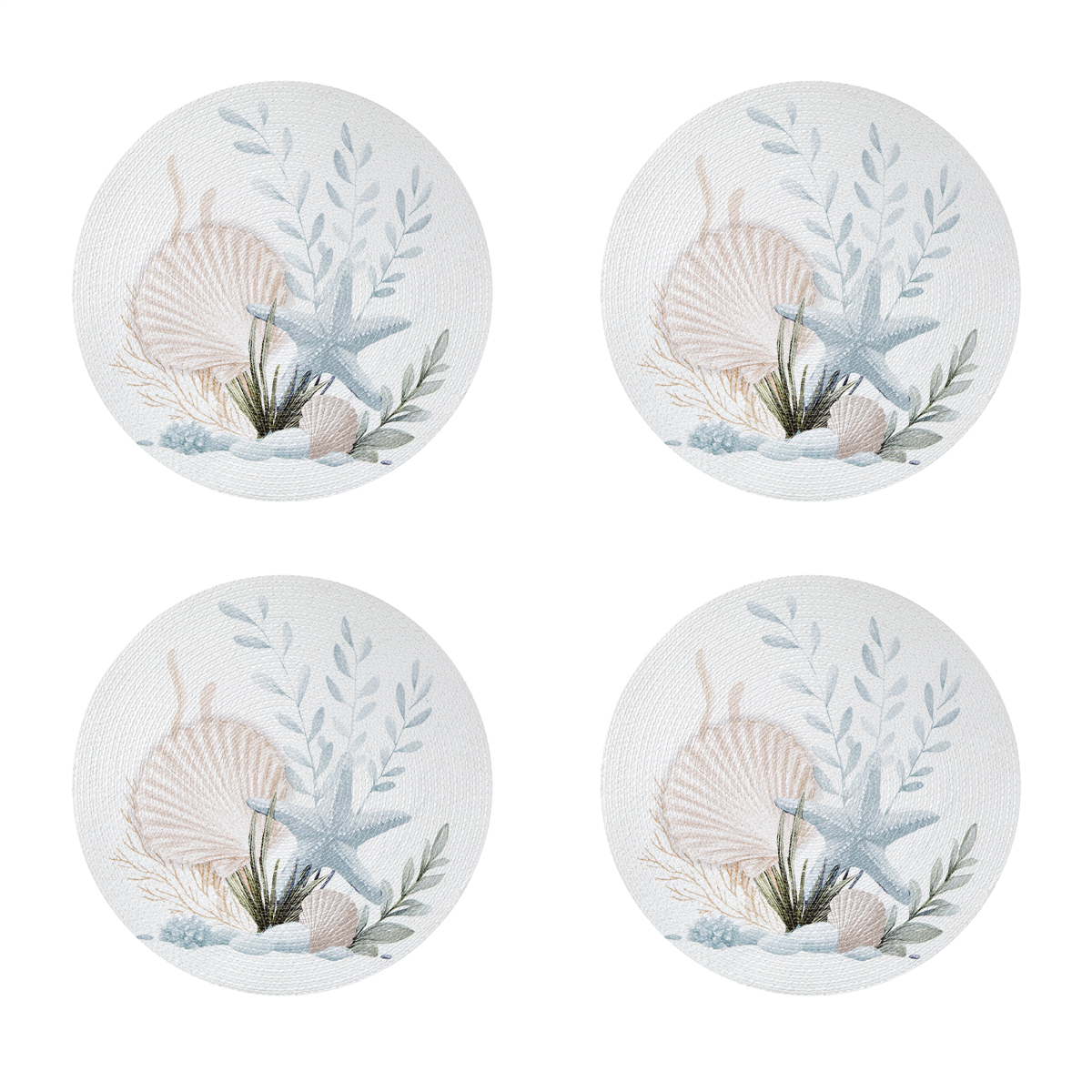Avanti Starfish Woven Braided Round Placemats - Set of 4