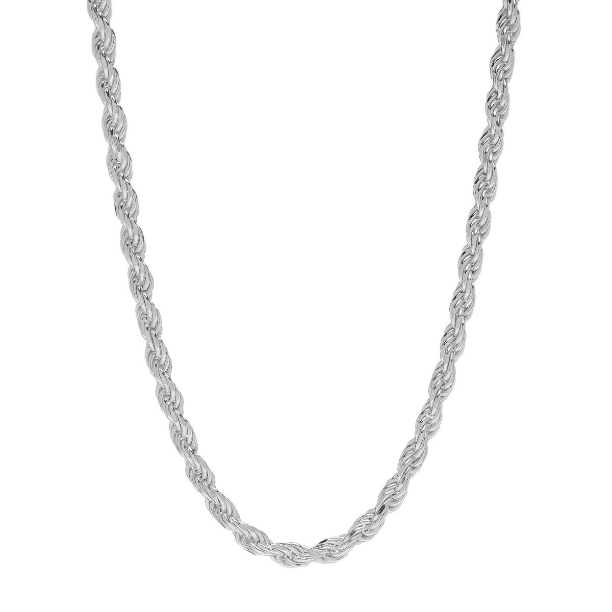 20in. Polished Sterling Silver Rope Chain Necklace