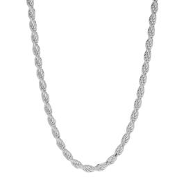 20in. Polished Sterling Silver Rope Chain Necklace