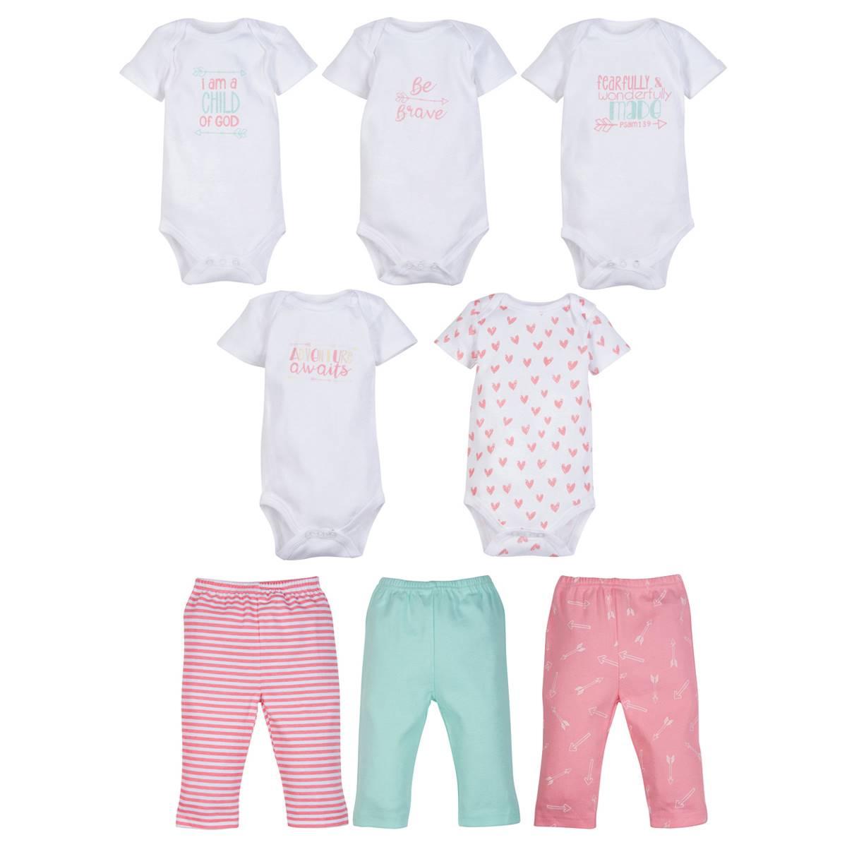Baby Girl (NB9M) MiracleWear(R) Print Bodysuit & Pants Sets