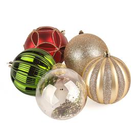 National Tree 13in. Gold, Red, & Green Ball Ornaments - Set of 9