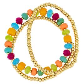Ashley Cooper(tm) Multi Color 3 Row Beaded Stretch Bracelet