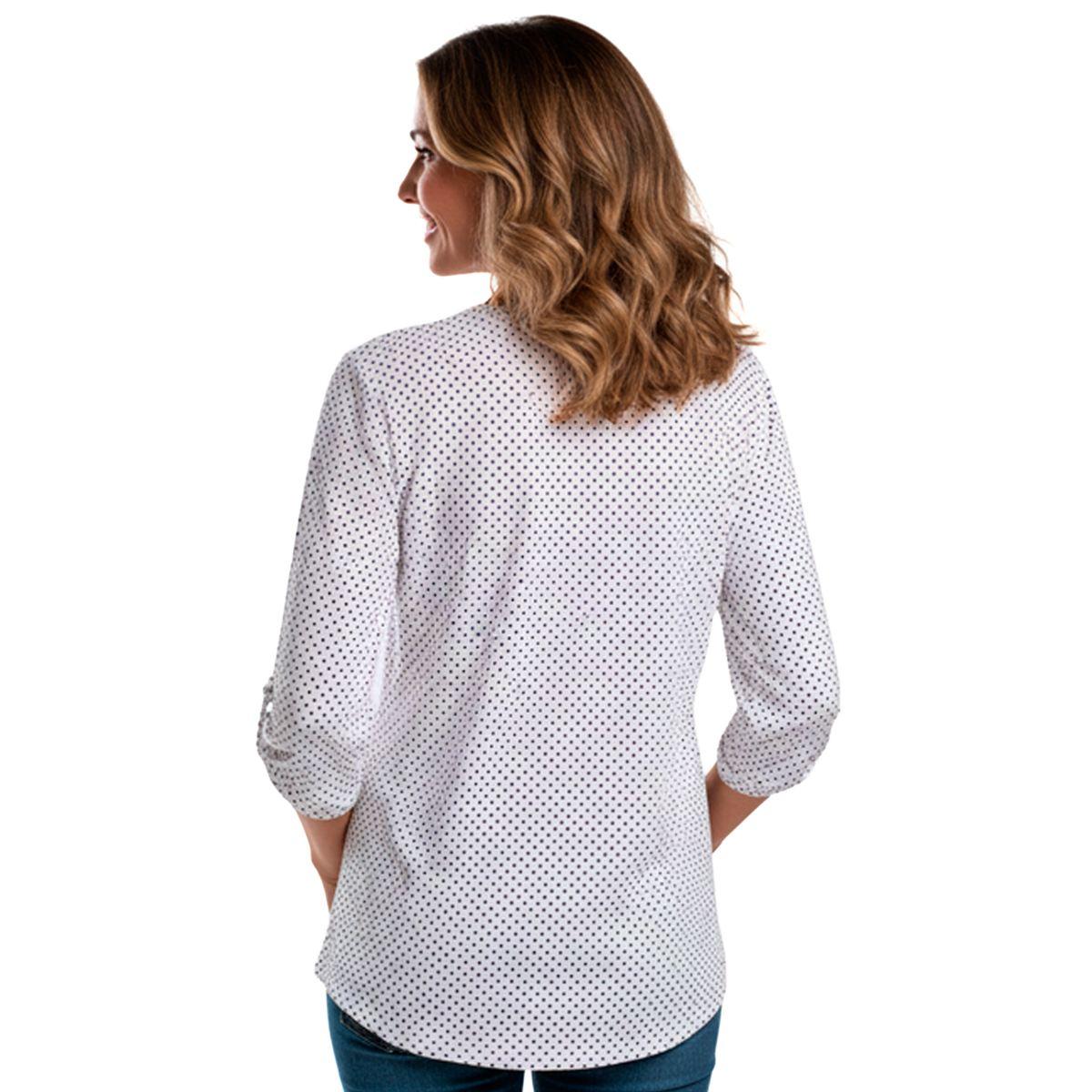 Womens Emily Daniels 3/4 Sleeve Dot Button Front Blouse