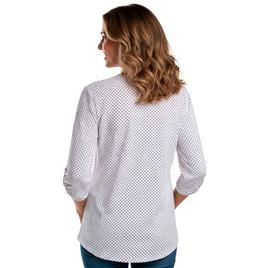 Womens Emily Daniels 3/4 Sleeve Dot Button Front Blouse