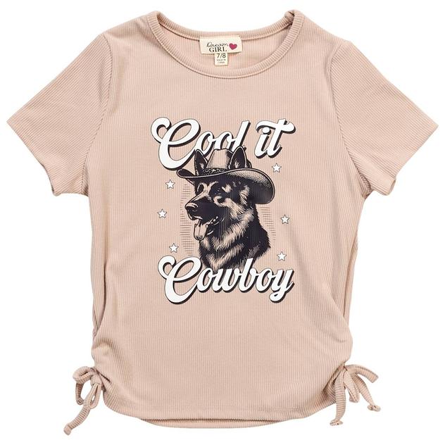 Girls (7-16) Dream Girl Short Sleeve Side Cinch Dog Cowboy Tee