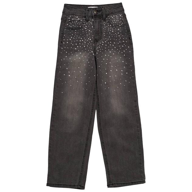 Girls (7-14) YMI® High Rise Wide Leg Rhinestone Front Jeans