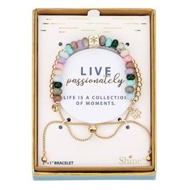 Shine Multi Color Stone "Bloom" Flower Beaded Adjustable Bracelet