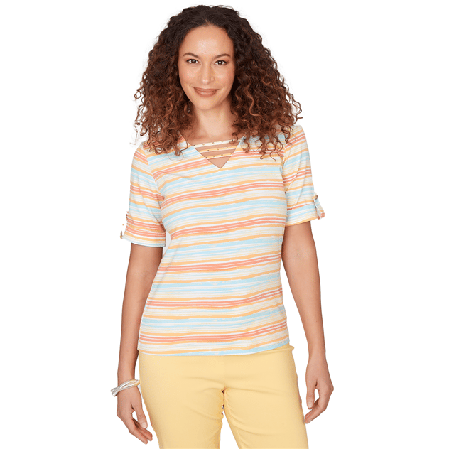 Womens Hearts of Palm Fun in the Sun Stripe Blouse