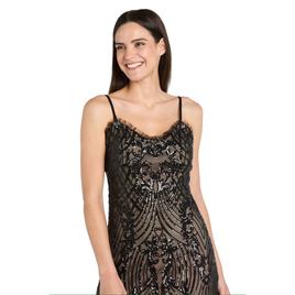Petite R&M Richards Sleeveless Embellished Mesh Evening Gown