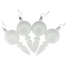 DAK 4ct. White Retro Reflect Matte Christmas Finial Ornaments