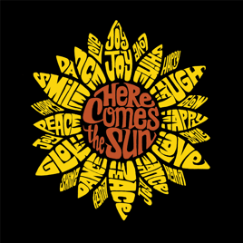 Womens LA Pop Art Sunflower Word Art Graphic Tee