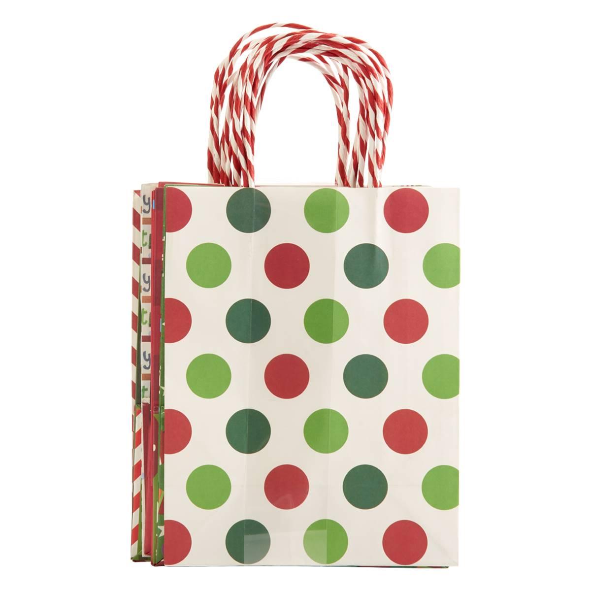 White Multicolor Medium Craft Print Paper Gift Bags - 8pk.