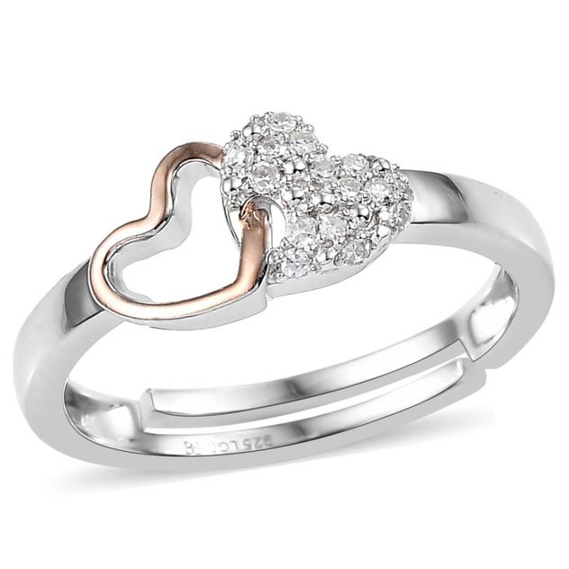 Nova Star® Two-Tone 1/10ctw. Lab Grown Diamond Twin Heart Ring