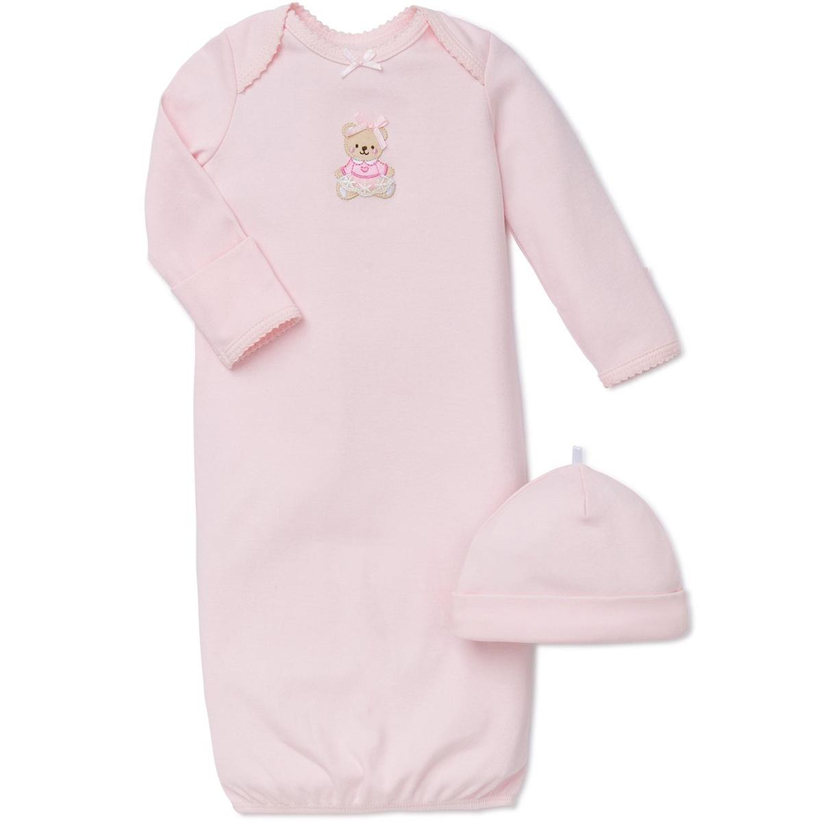 Baby Girl (NB-3M) Little Me Sweet Bear Sleeper Gown & Hat