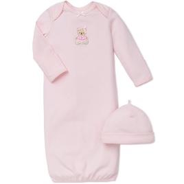 Baby Girl (NB-3M) Little Me Sweet Bear Sleeper Gown & Hat