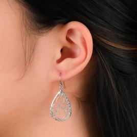 Forever New Sterling Silver Filigree Pear Shape Dangle Earrings