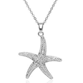 Silver Plated CZ Starfish Pendant Necklace