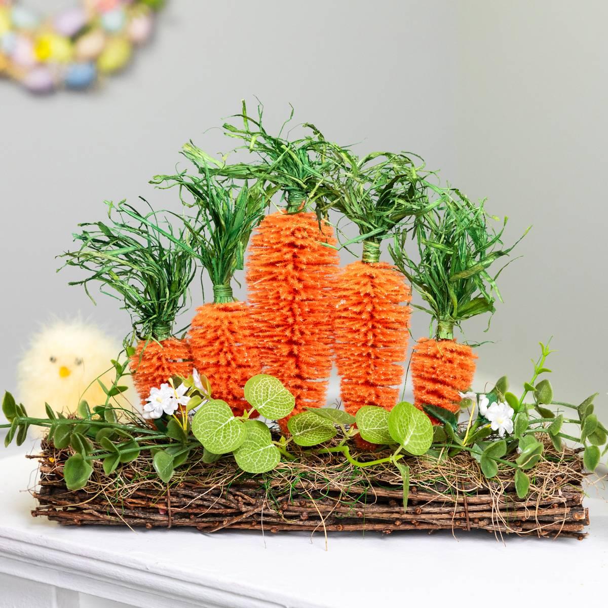 Northlight Seasonal Standing Carrots on Log Easter Décor