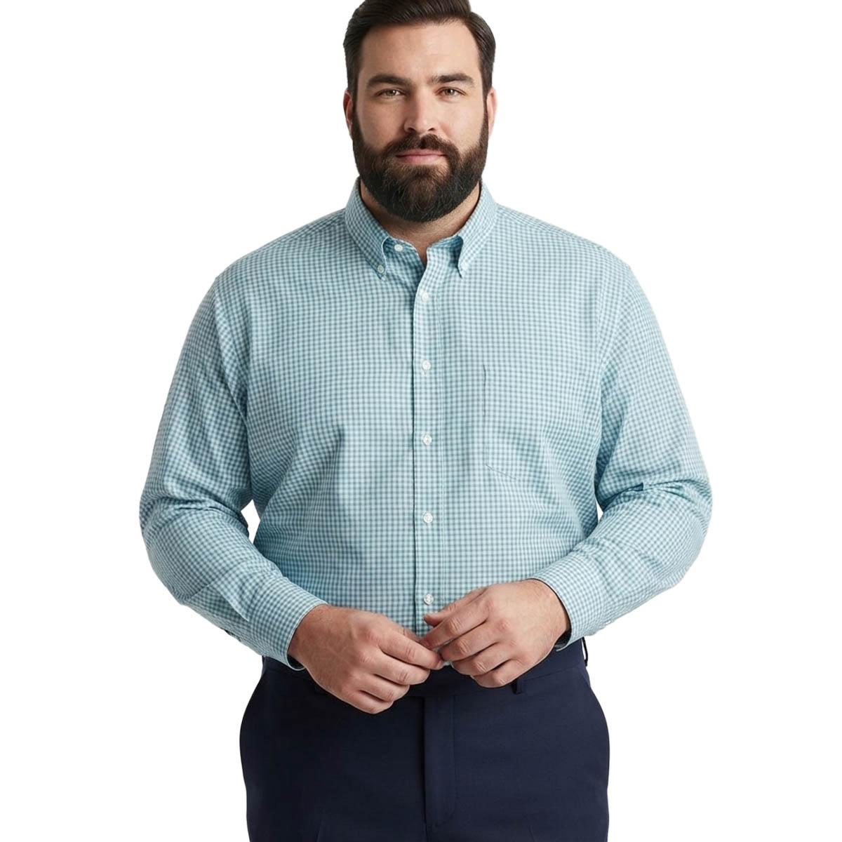 Mens Big & Tall Christian Aujard Fitted Dress Shirt - Blue/Grey
