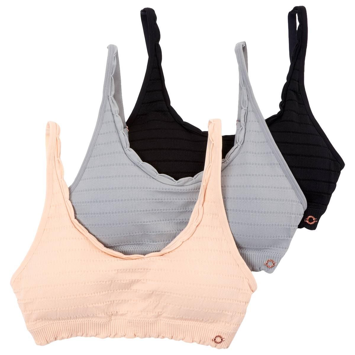 Womens Danskin 3pk. Seamless Texture Bralettes DS6787-3PKC
