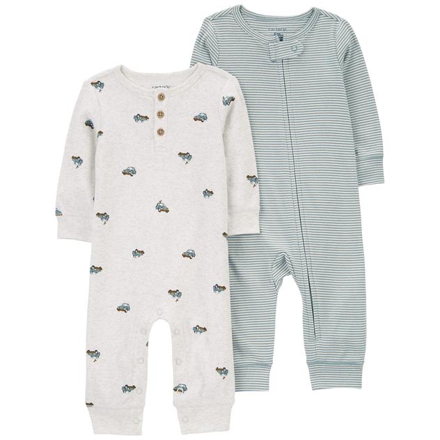 Baby Boy (NB-12M) Carter’s® 2pk. Cars & Stripe Jumpsuits