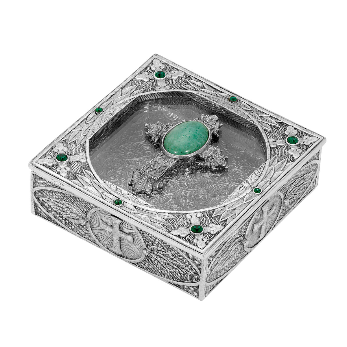 Symbols of Faith Pewter Semi-Precious Rosary Box