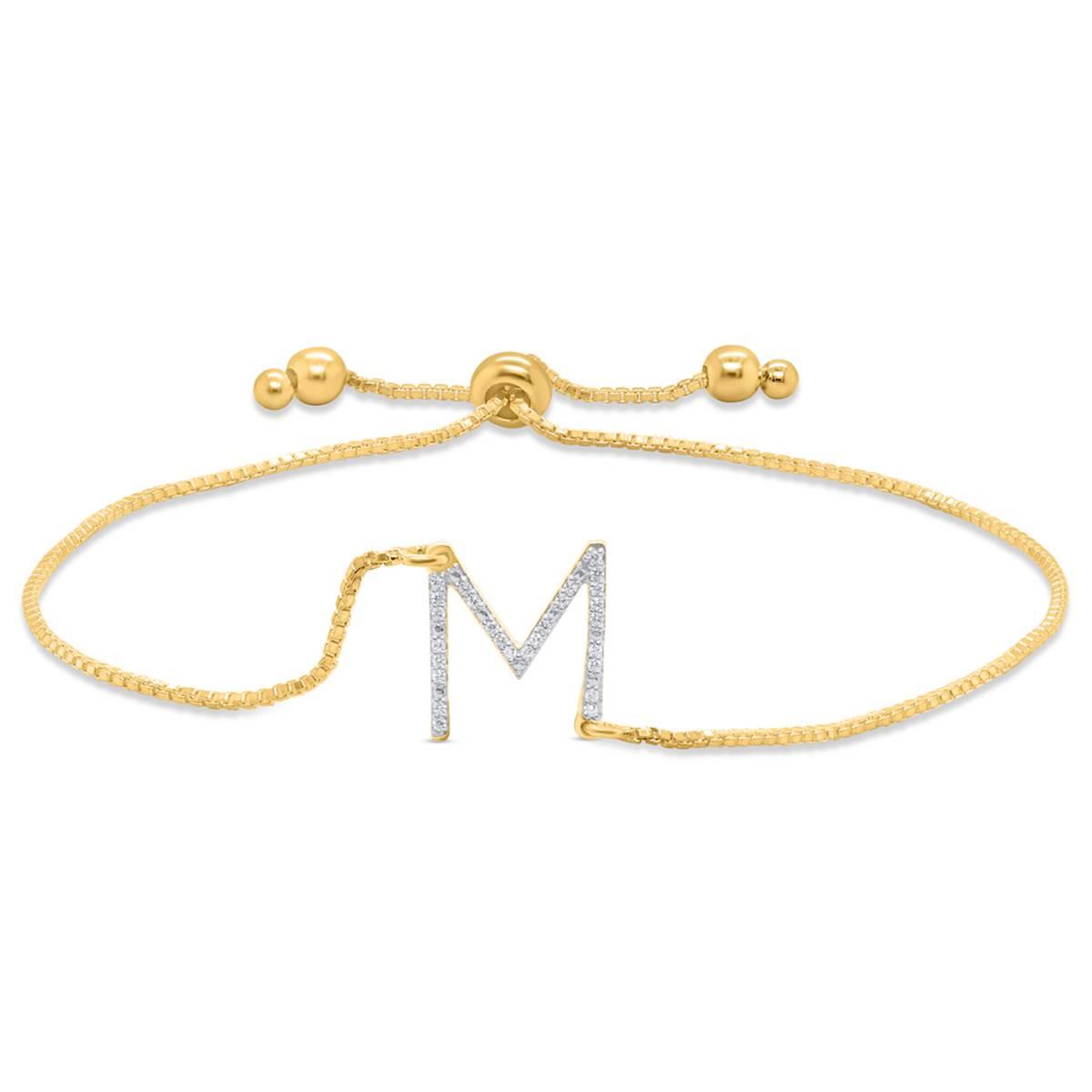 Nova Star(R) Gold Plated 1/10ctw. Lab Grown Diamond M Bolo Bracelet