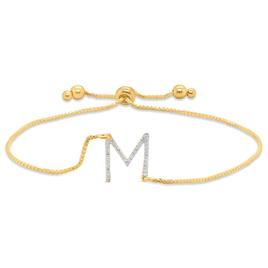Nova Star(R) Gold Plated 1/10ctw. Lab Grown Diamond M Bolo Bracelet