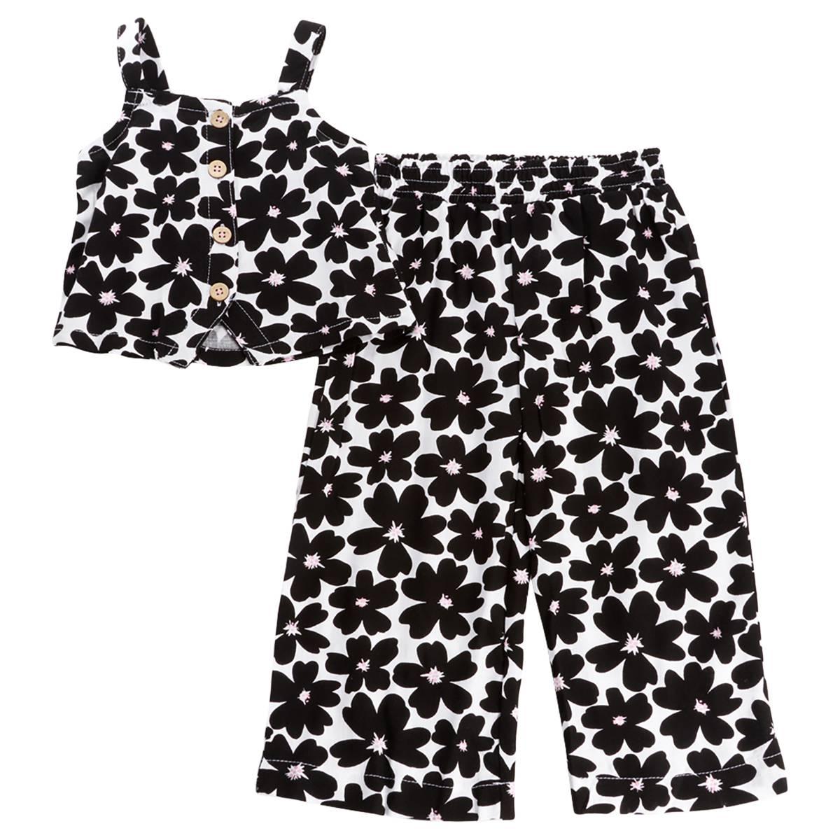 Toddler Girl Vince Camuto Floral Square Neck Top & Wide Cargo Set
