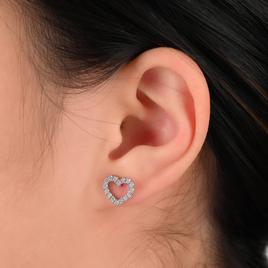 Forever New Sterling Silver Ball, CZ Stud, and Heart Earring Set