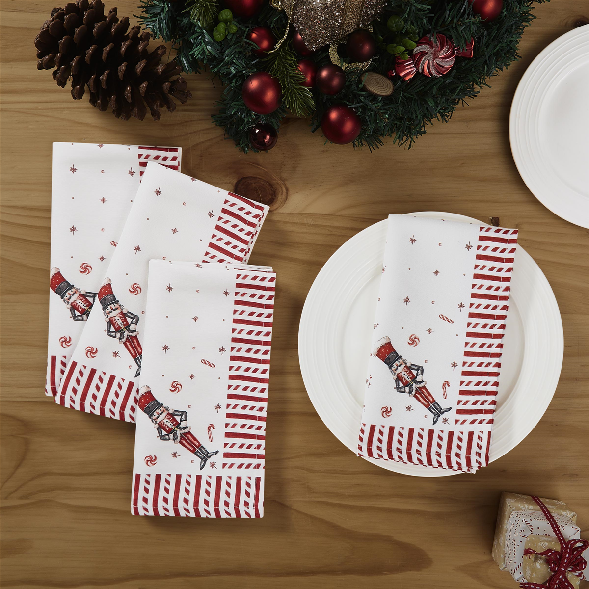 Avanti Linens Nutcracker Candy Napkins - Set of 4