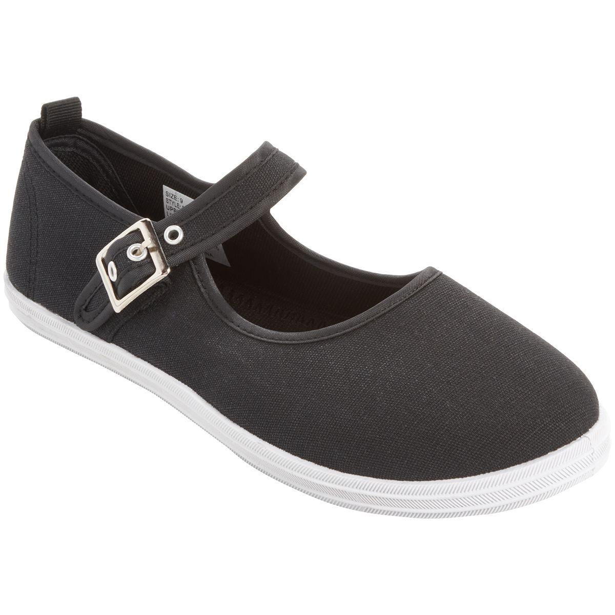 Womens Ashley Blue Mary Jane Canvas Slip On Flats