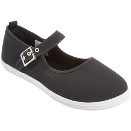 Womens Ashley Blue Mary Jane Canvas Slip On Flats
