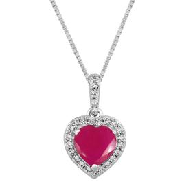 Gemstone Classics(tm) Created Ruby White Sapphire Heart Pendant