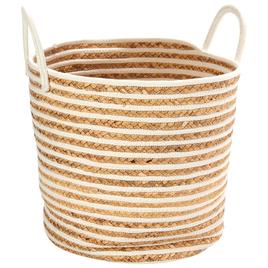 Heritage Small White Stripe Rope Hyacinth Hamper