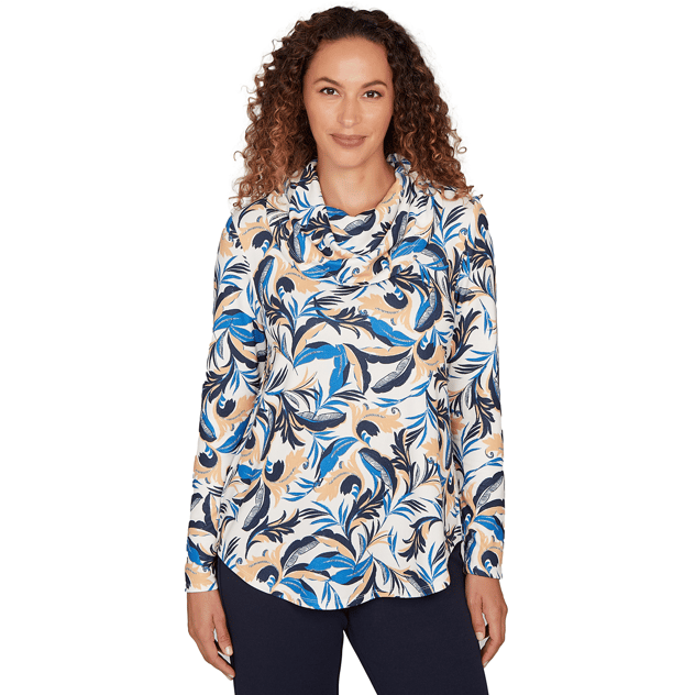 Womens Emaline Golden Nautica Long Sleeve Cowl Neck Leaf Blouse