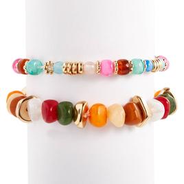 Ashley Cooper(tm) 2 Row Multi Color Stretch Beaded Bracelet