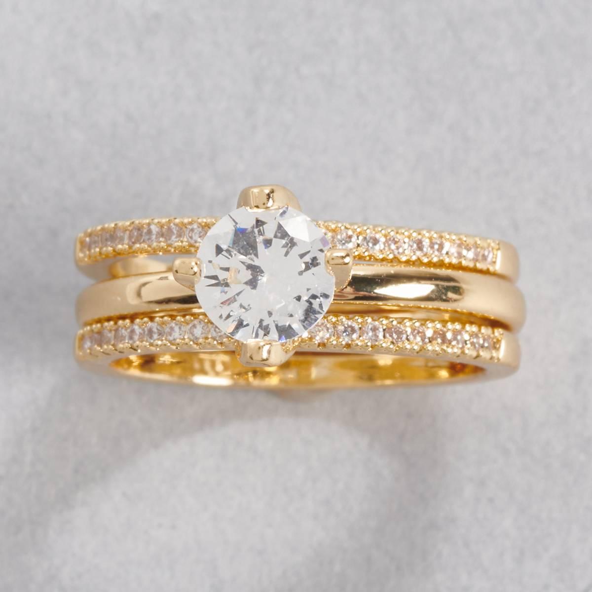 Ashley Cooper(tm) Gold-Tone Double Pave Band Clear Stone Ring